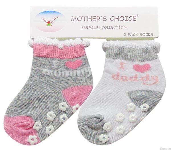 Picture of Girl's 2 Pack Socks Non Slip GRY/PNK