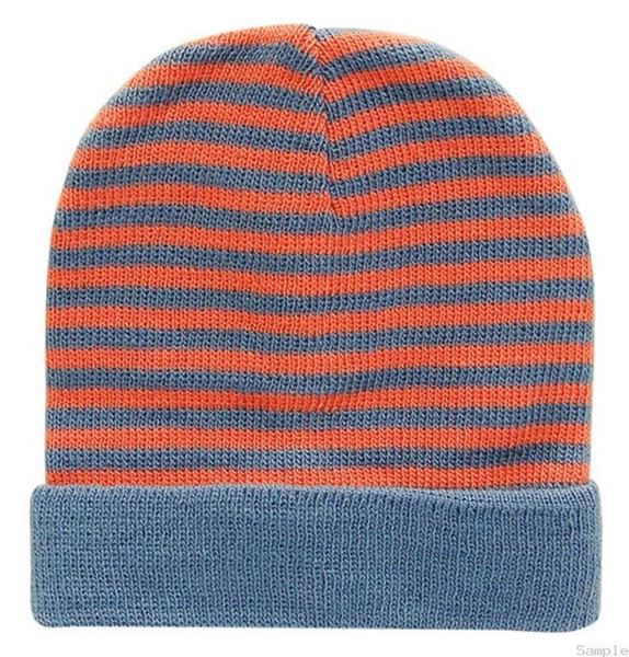 Picture of Infant Boys Striped Beanie "Airforce/Orange"