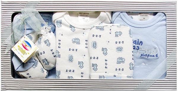 Picture of Infants 6Pc Grower Gift Set "Train 123" - Light Blue