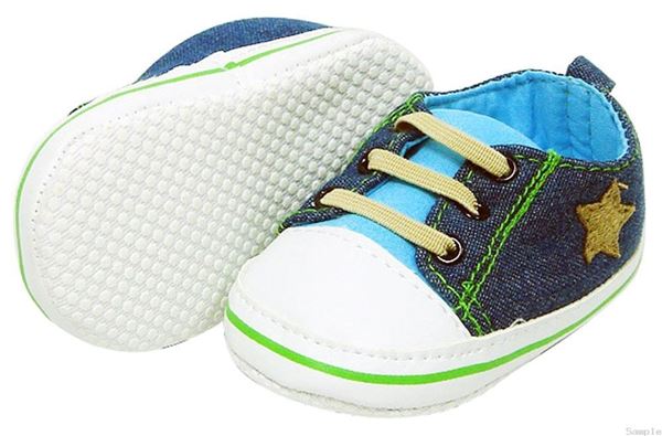 Picture of Boy's Denim Lace Up 'Star' - With Sky Blue
