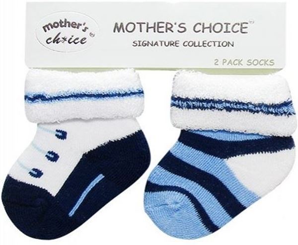 Picture of 2PK Newborn Towelling Socks Blue