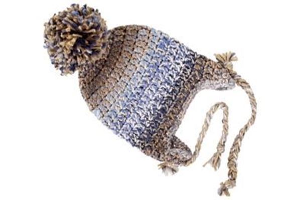 Picture of Beanie with Tie - Blue & Tan