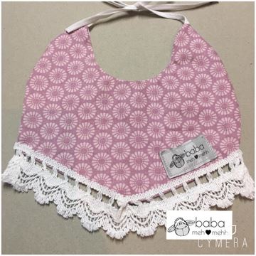 Picture of Vintage Bib -  Purple with lace edging