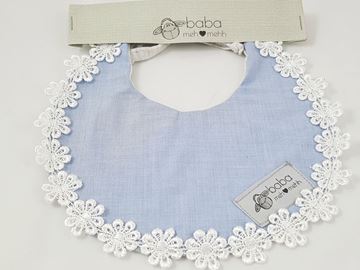 Picture of Vintage Bib -  Blue with lace flowers