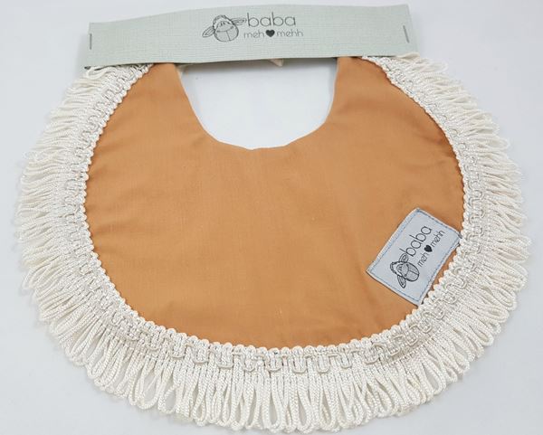 Picture of Vintage Bib -  Camel with lace edging