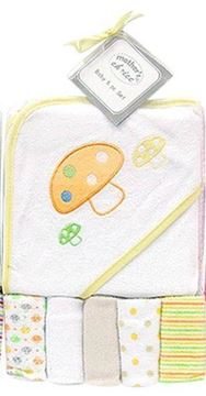 Picture of Hooded Towel With 5 Pc Facecloths Set - Yellow