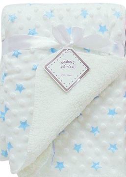 Picture of Infants Sherpa Dot Blanket With Fur - Blue