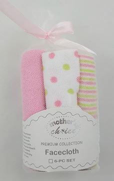 Picture of Infants Soft Facecloths With Prints 6 Set - Pink Flowers